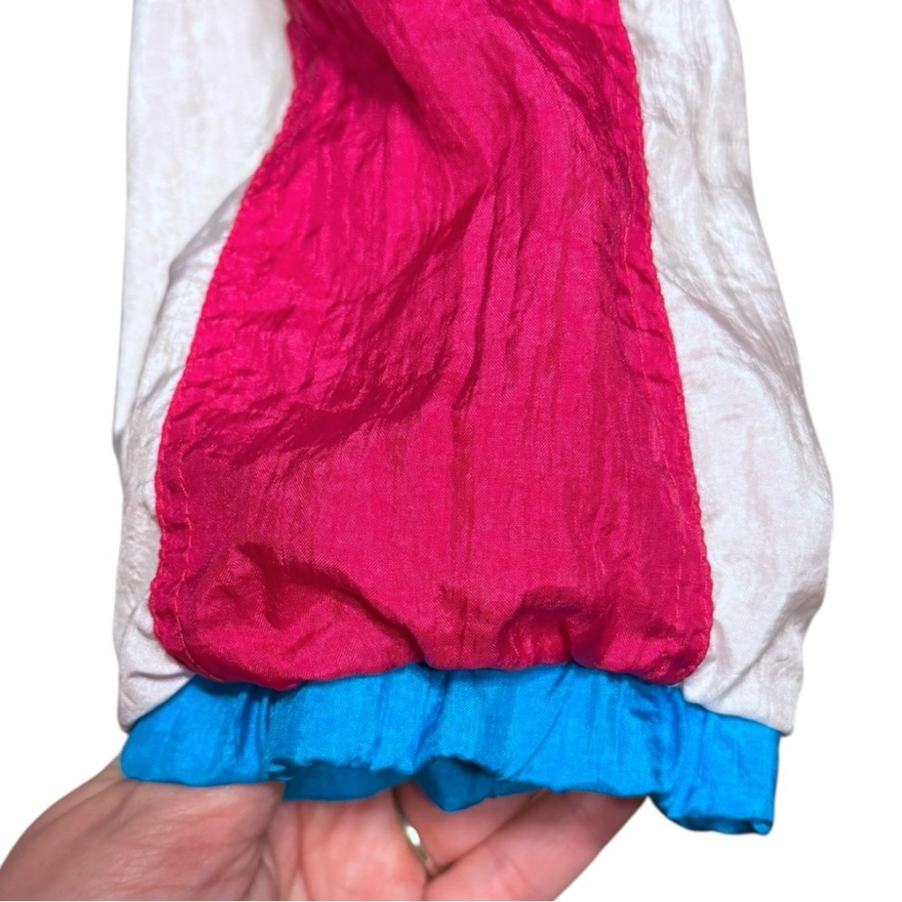 Vintage 80s Colorblock Windbreaker Jacket Large Blue Pink Neon Retro - Picture 5 of 10
